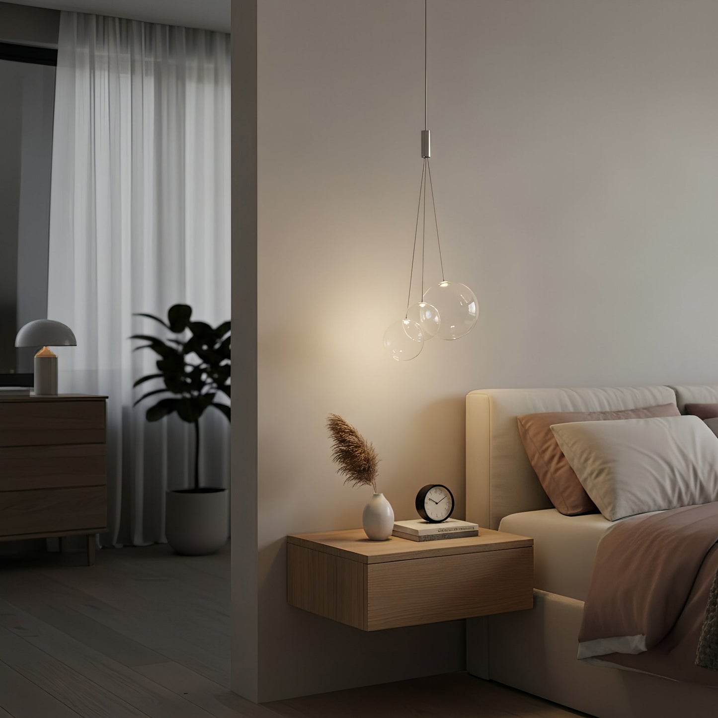Glazen Hanglamp met Metalen Cluster Bellenbollen Moderne Verlichting
