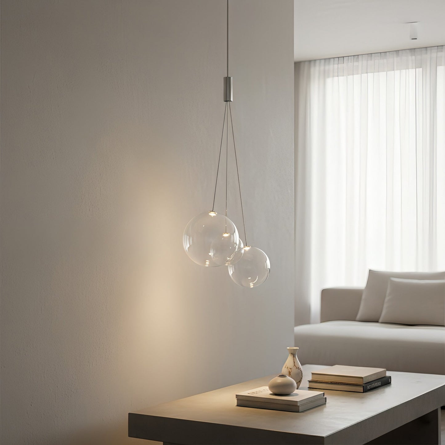 Glazen Hanglamp met Metalen Cluster Bellenbollen Moderne Verlichting