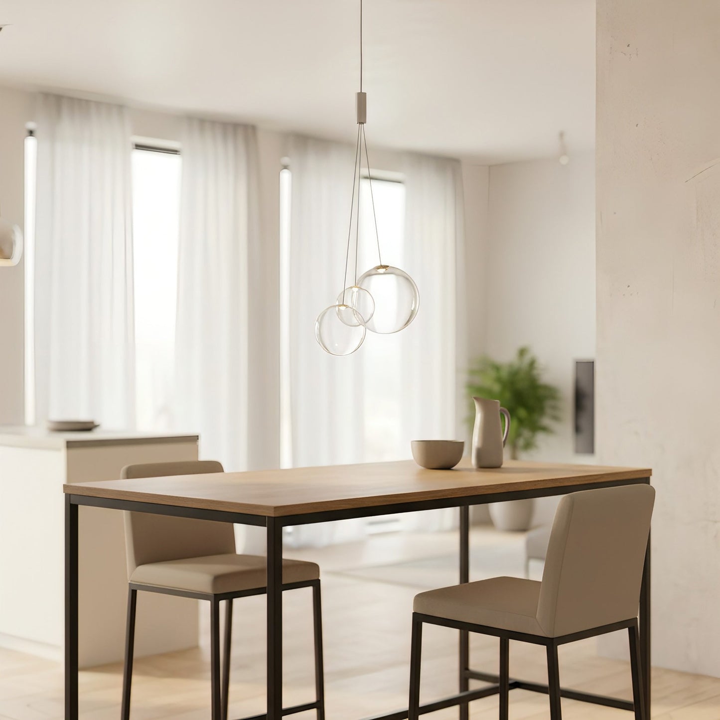 Glazen Hanglamp met Metalen Cluster Bellenbollen Moderne Verlichting