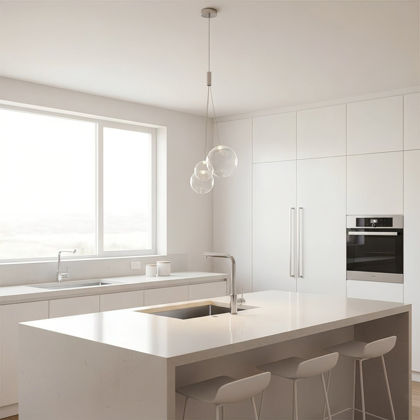 Glazen Hanglamp met Metalen Cluster Bellenbollen Moderne Verlichting