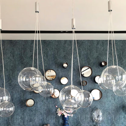 Glazen Hanglamp met Metalen Cluster Bellenbollen Moderne Verlichting