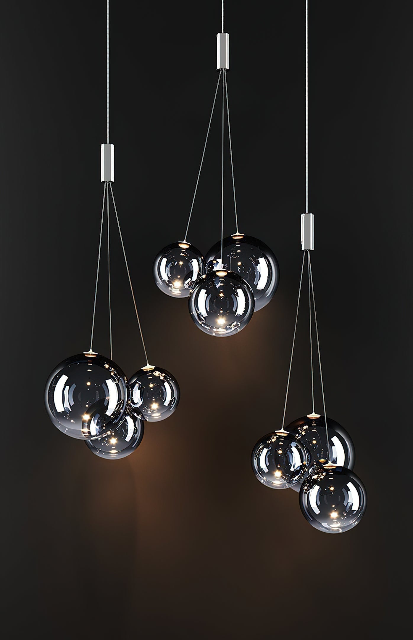 Glazen Hanglamp met Metalen Cluster Bellenbollen Moderne Verlichting