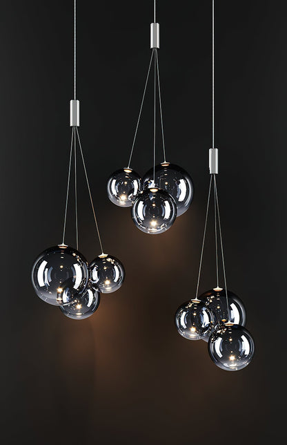 Glazen Hanglamp met Metalen Cluster Bellenbollen Moderne Verlichting