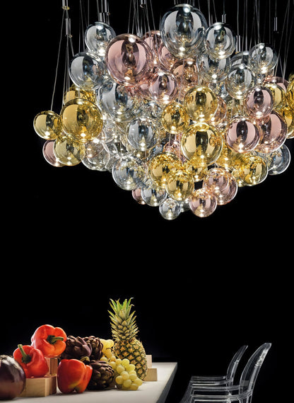 Glazen Hanglamp met Metalen Cluster Bellenbollen Moderne Verlichting