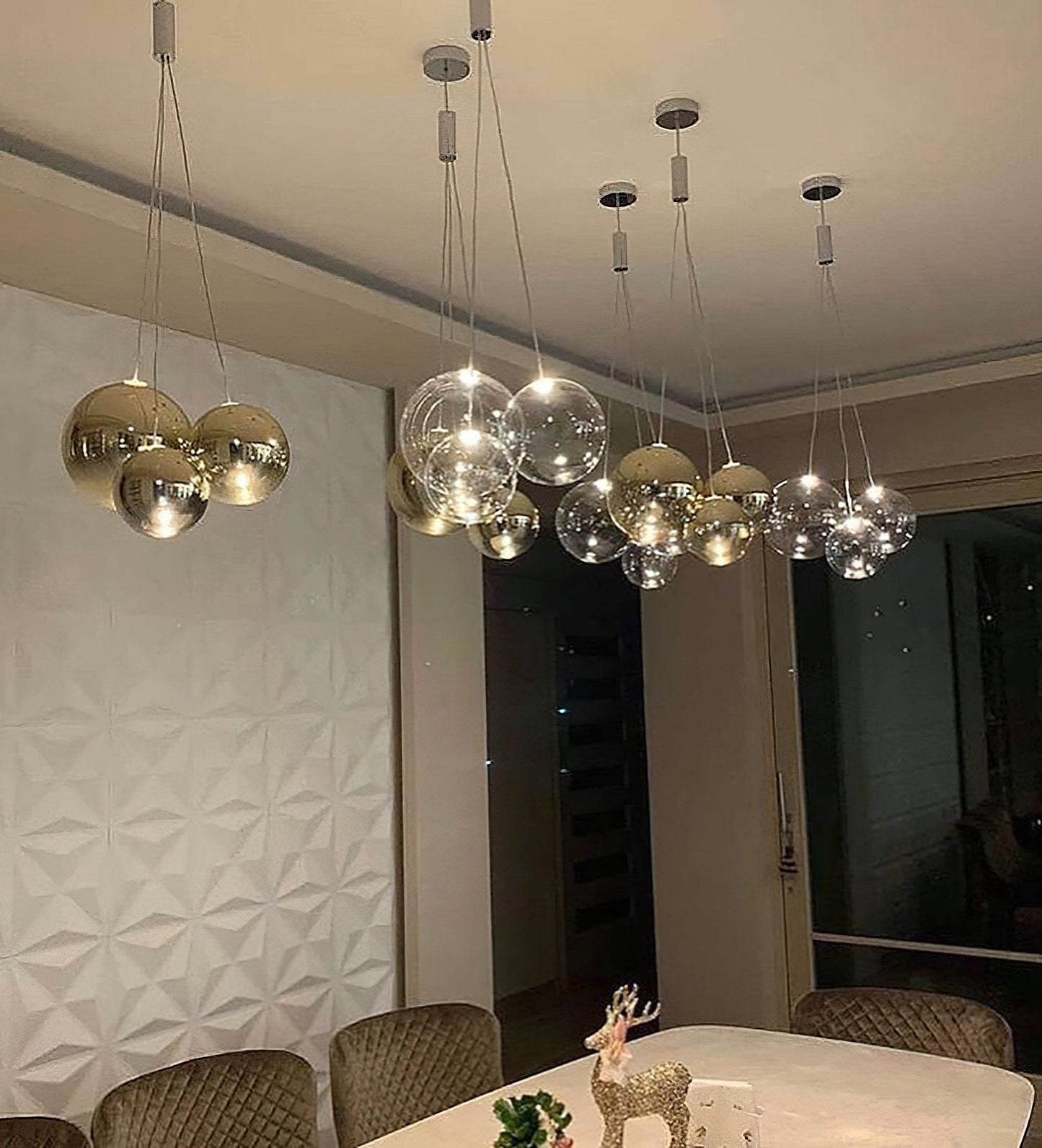 Glazen Hanglamp met Metalen Cluster Bellenbollen Moderne Verlichting