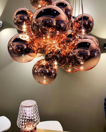 Glazen Hanglamp met Metalen Cluster Bellenbollen Moderne Verlichting