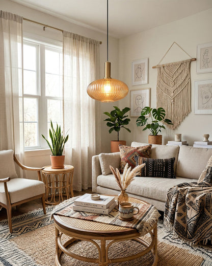 CLYDE Moderne Hanglamp met Gekleurde Glazen Kap – Scandinavisch Design voor Woonkamer & Eetkamer – E27 Fitting