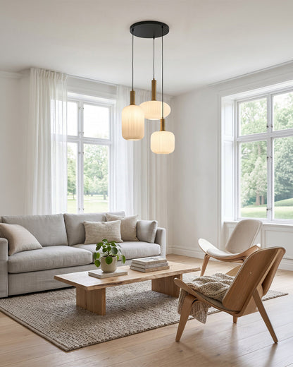 CLYDE Moderne Hanglamp met Gekleurde Glazen Kap – Scandinavisch Design voor Woonkamer & Eetkamer – E27 Fitting