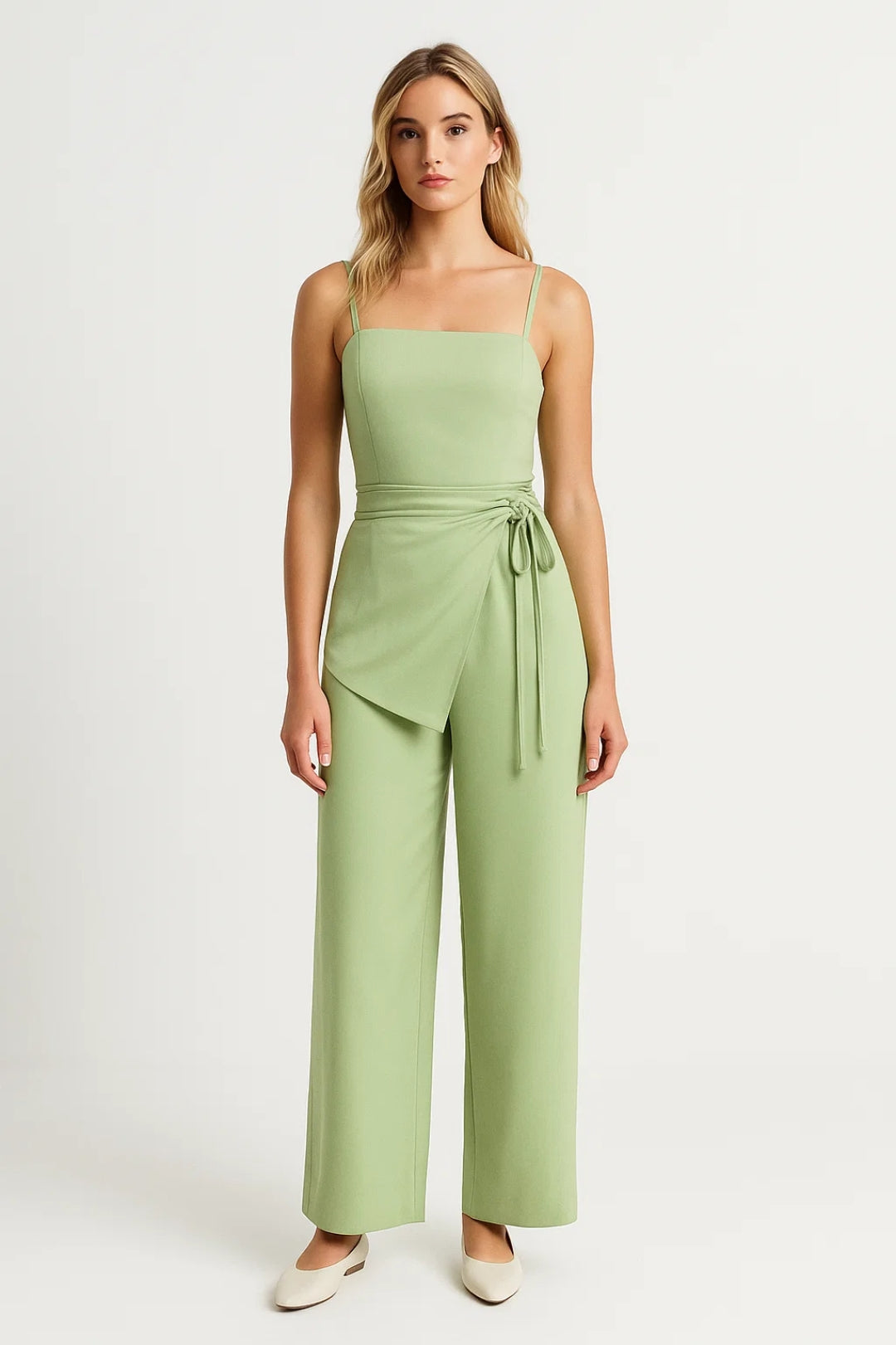 Mouwloze Top en Wijde Broek Set met Strikdetail - StudioMarella
