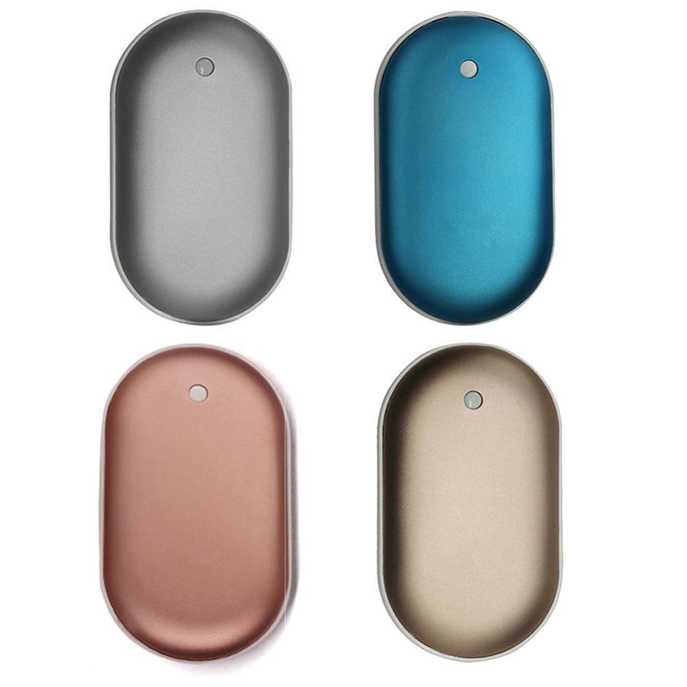Oplaadbare Handwarmer met Powerbank 5200mAh Zilver Goud Roségoud Blauw Dubbele Verwarming 3 Temperatuurstanden USB-C Compact Zakformaat Outdoor Winter Cadeau
