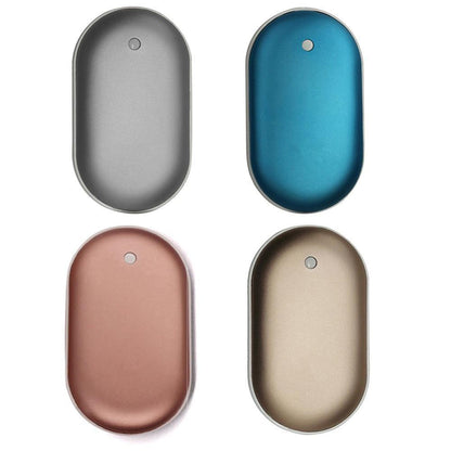Oplaadbare Handwarmer met Powerbank 5200mAh Zilver Goud Roségoud Blauw Dubbele Verwarming 3 Temperatuurstanden USB-C Compact Zakformaat Outdoor Winter Cadeau