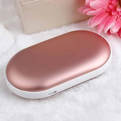 Oplaadbare Handwarmer met Powerbank 5200mAh Zilver Goud Roségoud Blauw Dubbele Verwarming 3 Temperatuurstanden USB-C Compact Zakformaat Outdoor Winter Cadeau