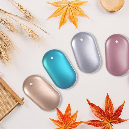 Oplaadbare Handwarmer met Powerbank 5200mAh Zilver Goud Roségoud Blauw Dubbele Verwarming 3 Temperatuurstanden USB-C Compact Zakformaat Outdoor Winter Cadeau