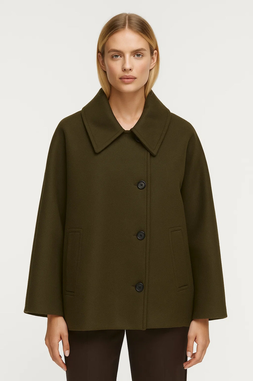 Korte Damesjas Oversized met Kraag en Knopen Klassiek