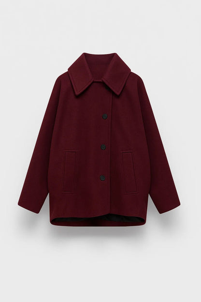 Korte Damesjas Oversized met Kraag en Knopen Klassiek