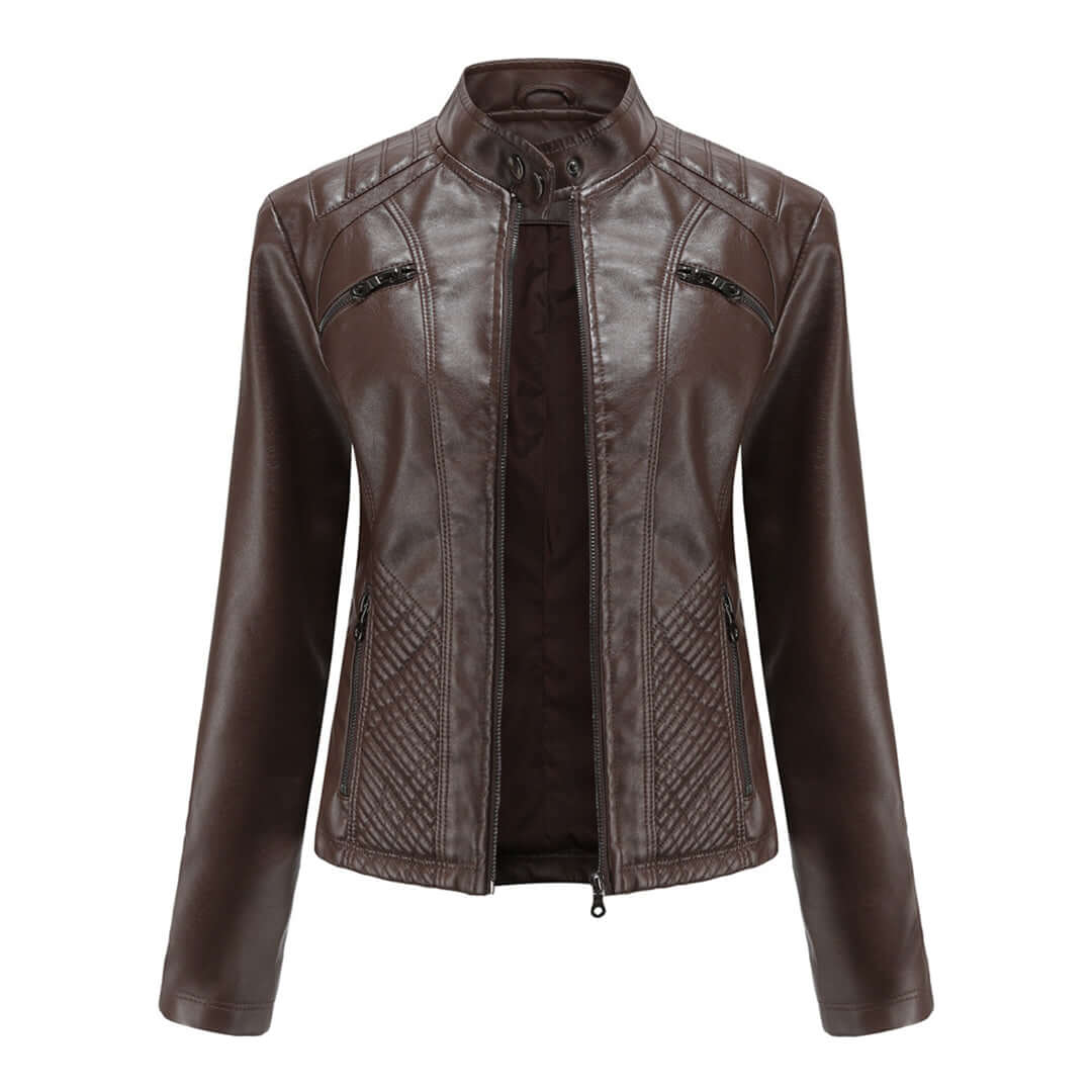 Dames Leren Jas Klassieke Stijl Elegant Design