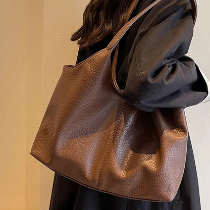 Vegan Schoudertas Dames Leren Look Ruim Tote Tas