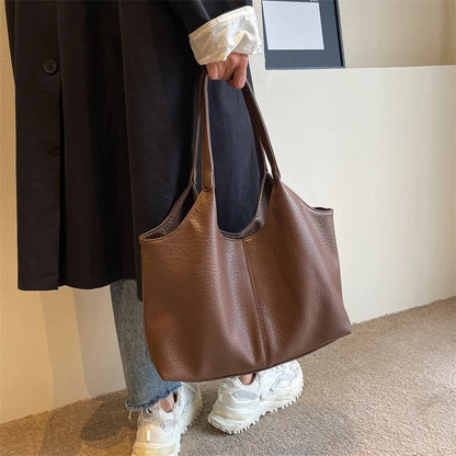 Vegan Schoudertas Dames Leren Look Ruim Tote Tas
