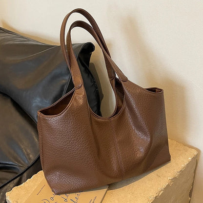 Vegan Schoudertas Dames Leren Look Ruim Tote Tas