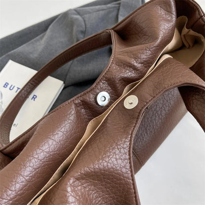 Vegan Schoudertas Dames Leren Look Ruim Tote Tas