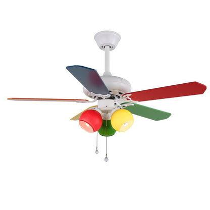 Speelse plafondventilator Carlo met verlichting — kleurrijk design kinderventilator met 6 snelheden en afstandsbediening ø107 cm