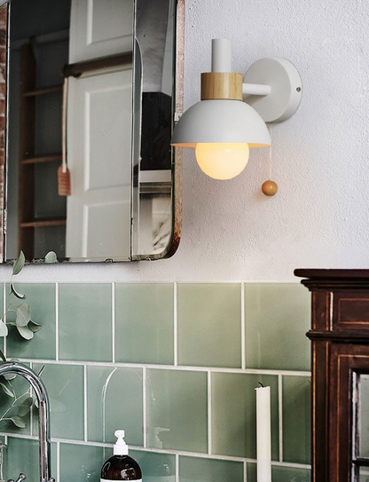 Wandlamp Bolvormig Pastel Aluminium Hout Trekschakelaar E26 Scandinavisch Woonkamer