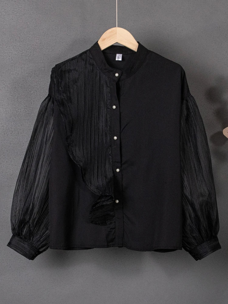 Vrouwelijke Retro Blouse Elegante Katoen Stof