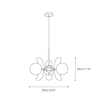 Moderne Sputnik Kroonluchter met Gekleurde Acryl Elementen en Witte Glazen Bollen – Design Hanglamp Meerdere Lichtpunten