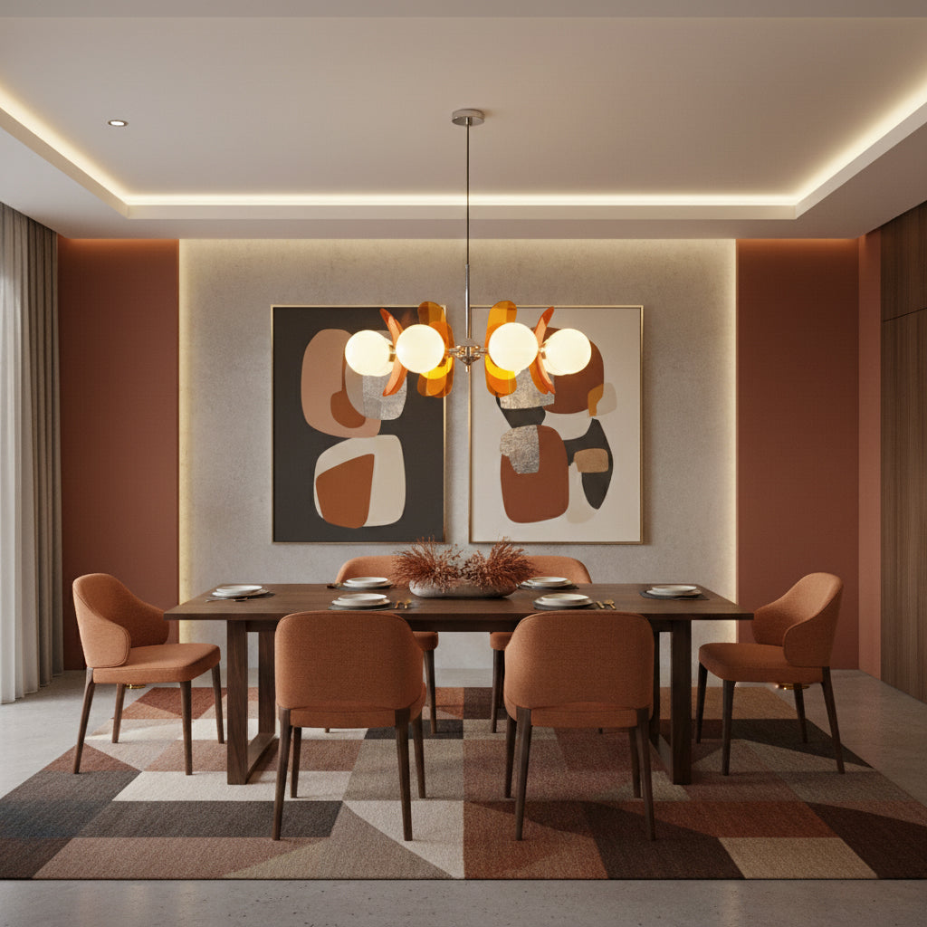 Moderne Sputnik Kroonluchter met Gekleurde Acryl Elementen en Witte Glazen Bollen – Design Hanglamp Meerdere Lichtpunten