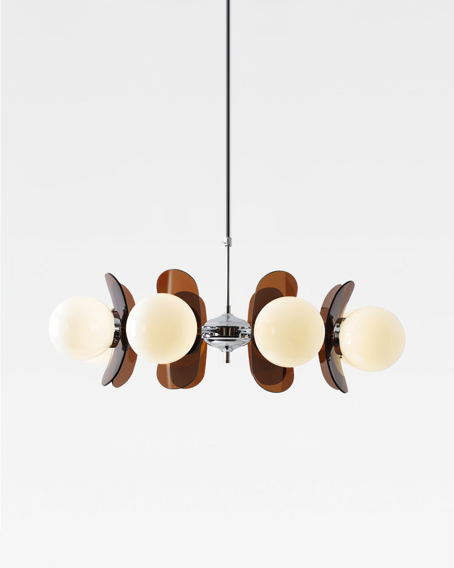 Moderne Sputnik Kroonluchter met Gekleurde Acryl Elementen en Witte Glazen Bollen – Design Hanglamp Meerdere Lichtpunten
