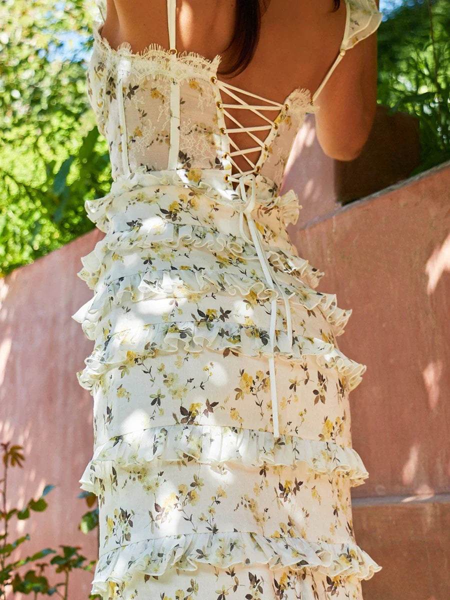 Zomerjurk Bloemenprint Laagjesjurk Vrouw