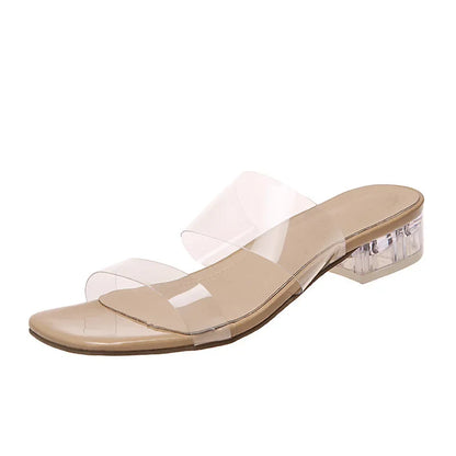 Hoge Hak Sandalen Transparant Glanzend Designer Look
