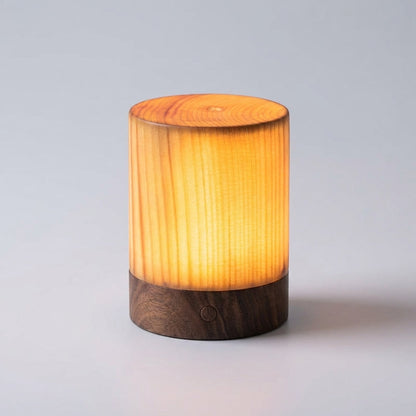 Tafellamp Houtlook Cilinder LED Oplaadbaar Touch Dimbaar Draadloos Nachtkastlamp Bureaulamp Sfeerverlichting Naturel