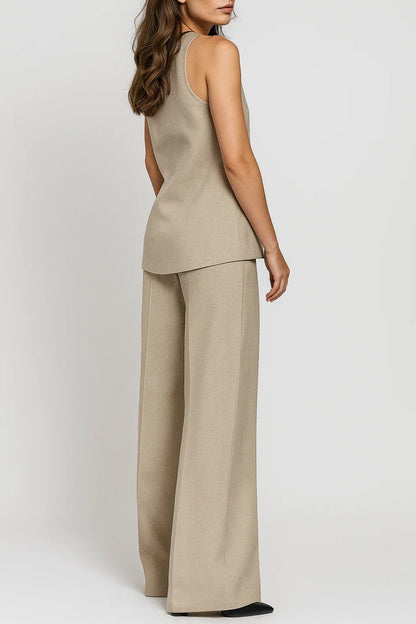 Dames Gilet Set met Pantalon en Gouden Knopen Chique
