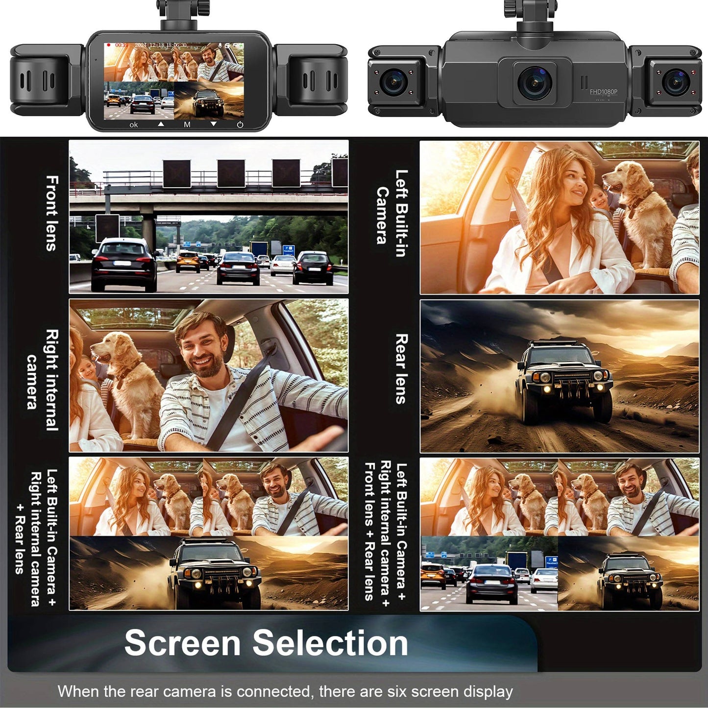 Draadloos Dashcam Systeem 4 Camera's Nachtzicht 1920P HD Parkeerbewaking Auto Beveiliging WiFi Opname