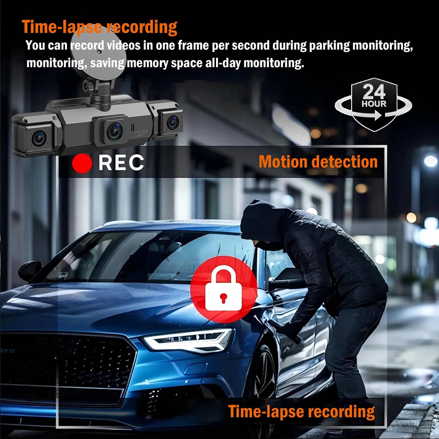 Draadloos Dashcam Systeem 4 Camera's Nachtzicht 1920P HD Parkeerbewaking Auto Beveiliging WiFi Opname