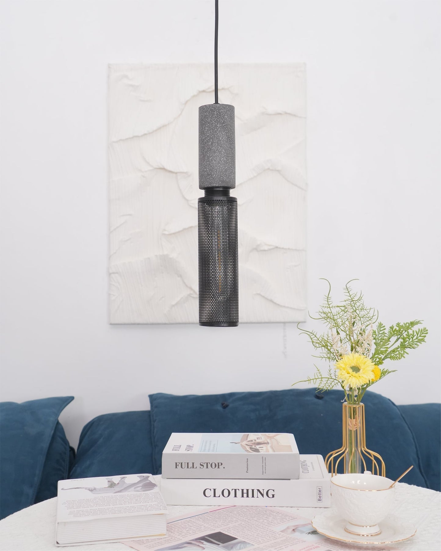 Beton Hanglamp Industrieel Cilinder Metaal Zwart Grijs E27