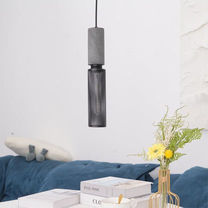 Beton Hanglamp Industrieel Cilinder Metaal Zwart Grijs E27