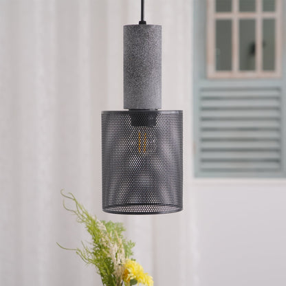 Beton Hanglamp Industrieel Cilinder Metaal Zwart Grijs E27