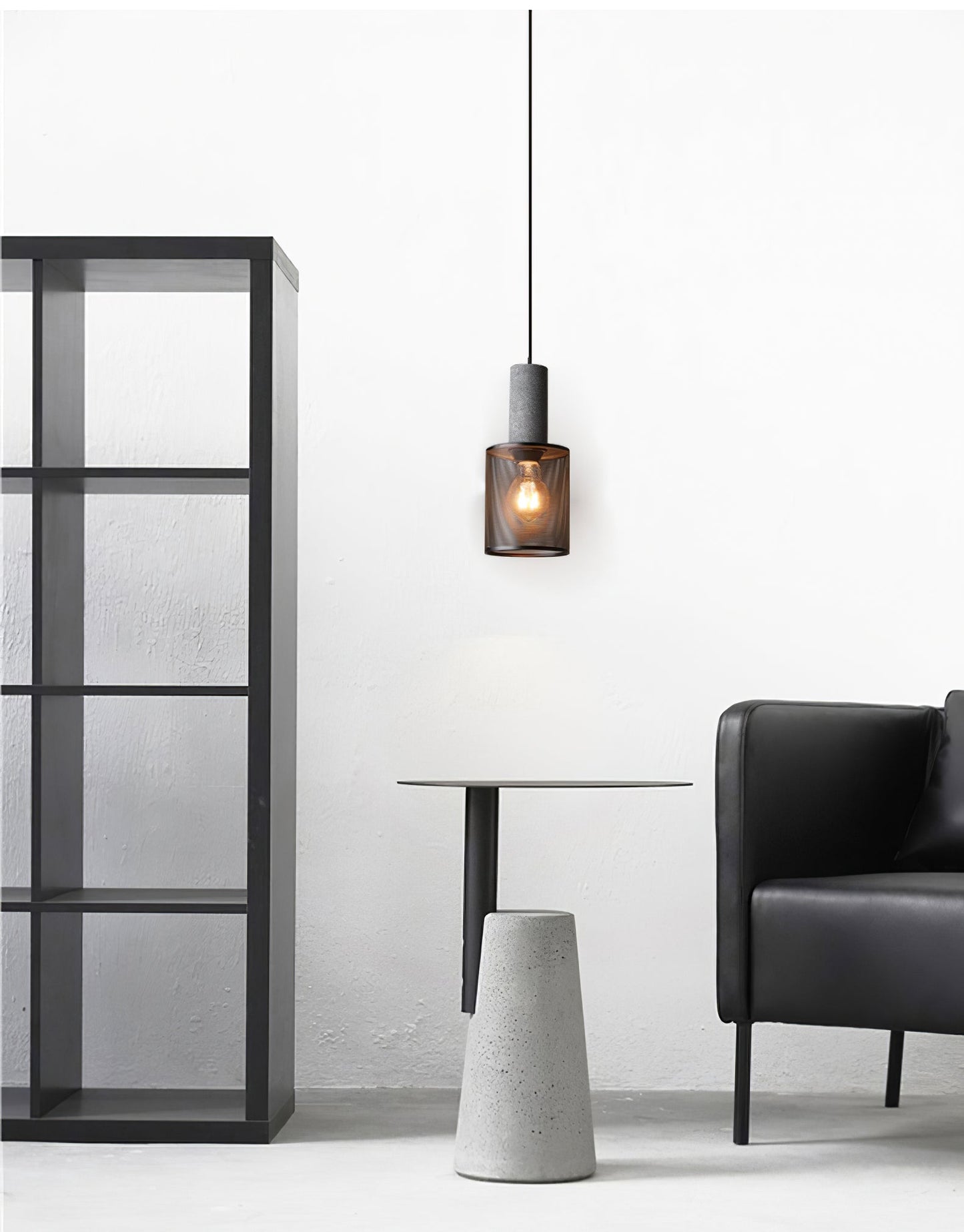 Beton Hanglamp Industrieel Cilinder Metaal Zwart Grijs E27
