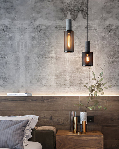 Beton Hanglamp Industrieel Cilinder Metaal Zwart Grijs E27