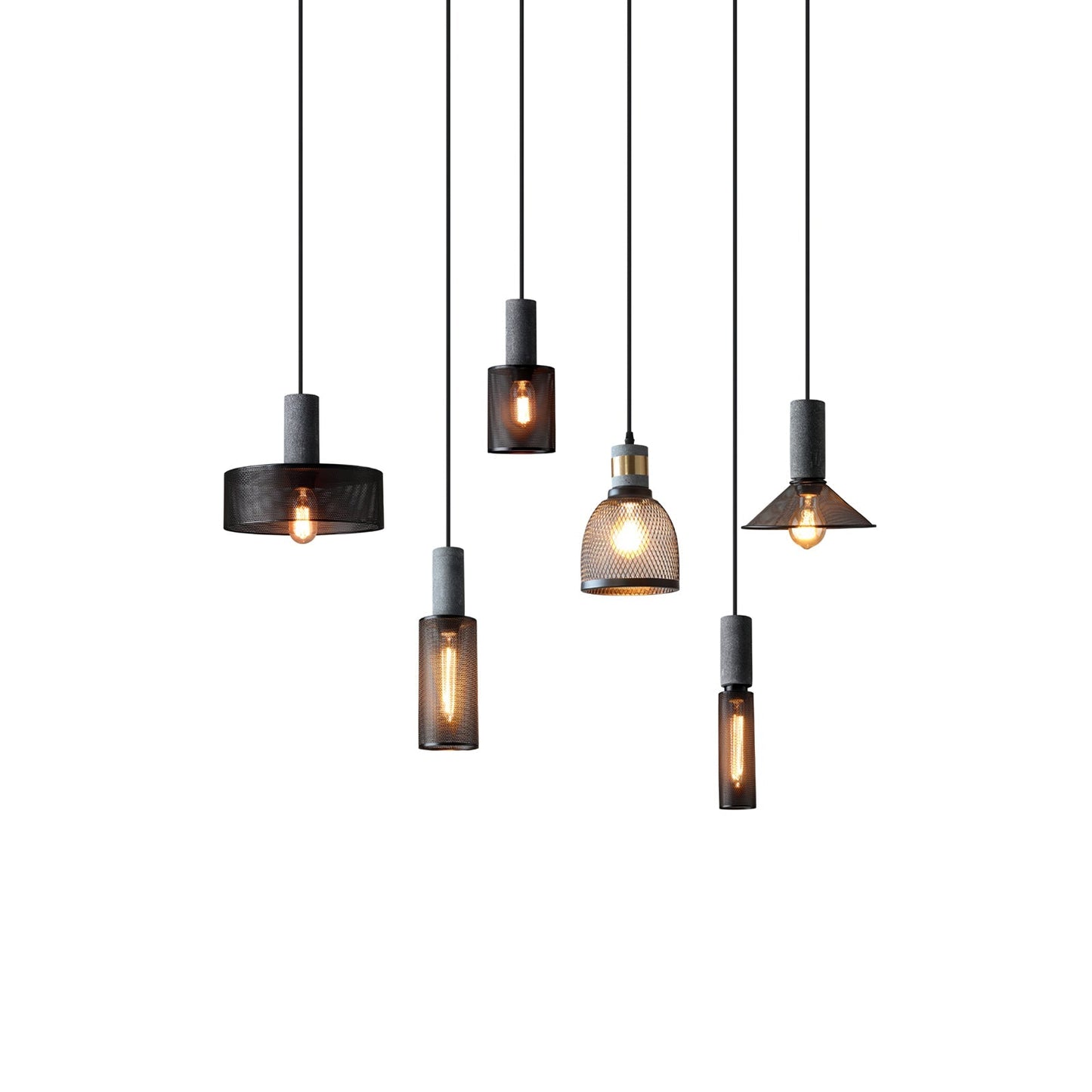 Beton Hanglamp Industrieel Cilinder Metaal Zwart Grijs E27
