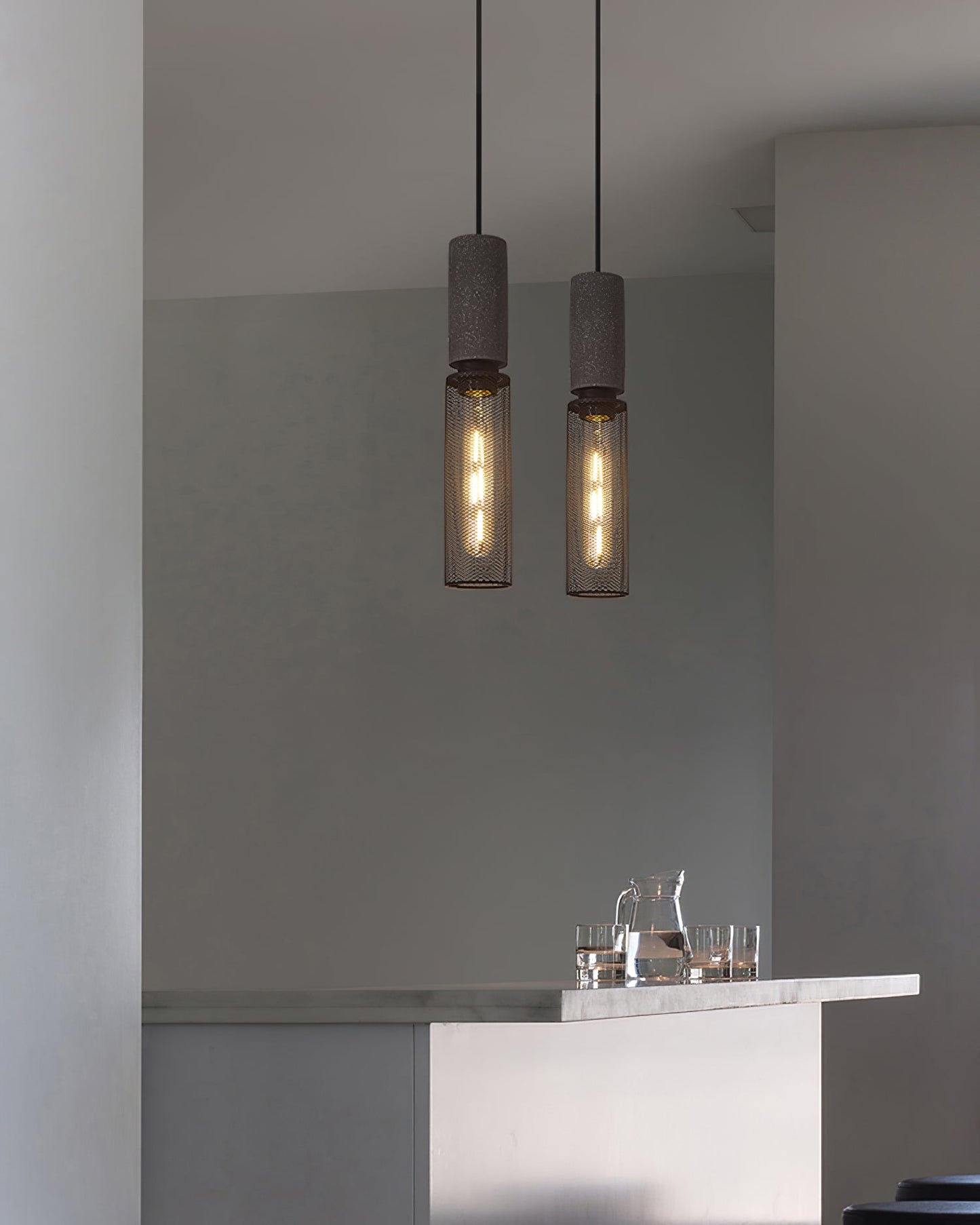 Beton Hanglamp Industrieel Cilinder Metaal Zwart Grijs E27