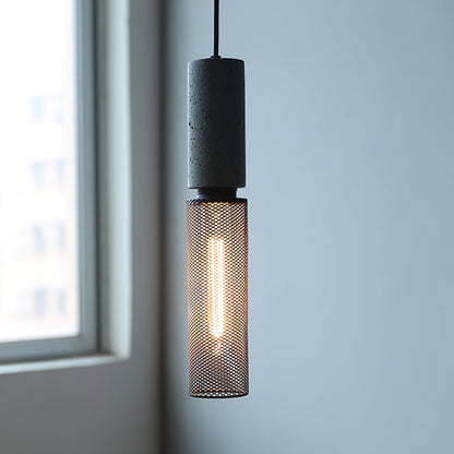 Beton Hanglamp Industrieel Cilinder Metaal Zwart Grijs E27