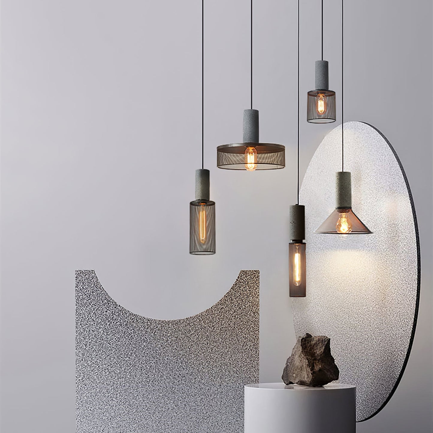 Beton Hanglamp Industrieel Cilinder Metaal Zwart Grijs E27