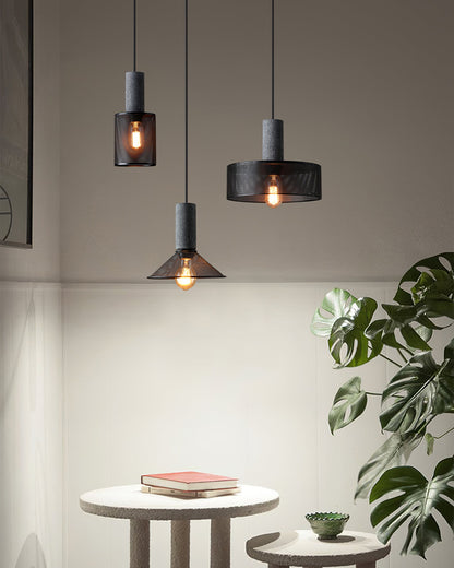 Beton Hanglamp Industrieel Cilinder Metaal Zwart Grijs E27