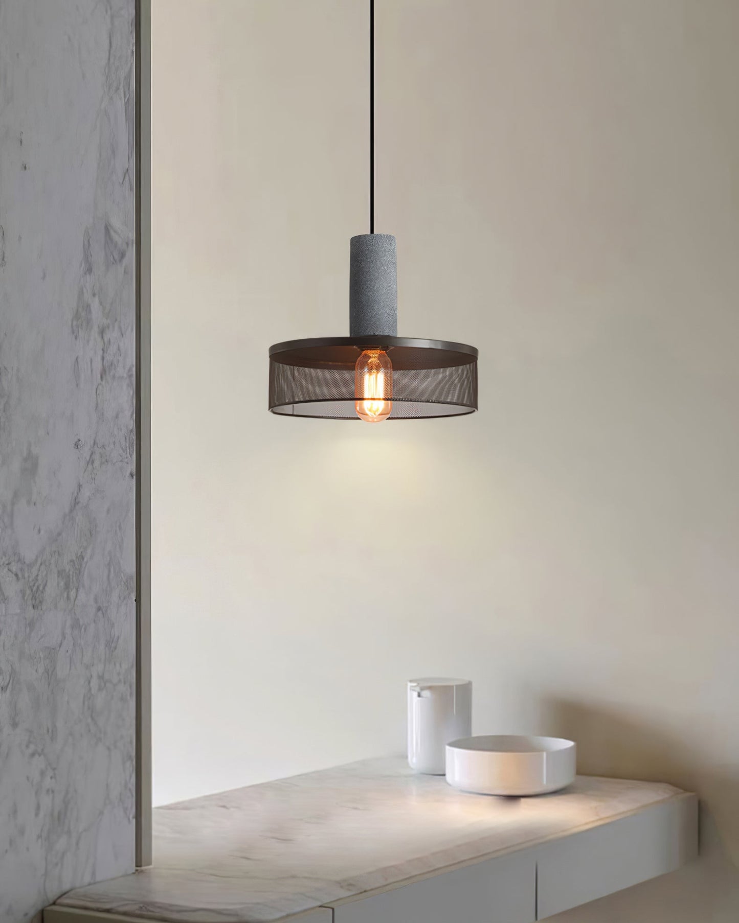 Beton Hanglamp Industrieel Cilinder Metaal Zwart Grijs E27