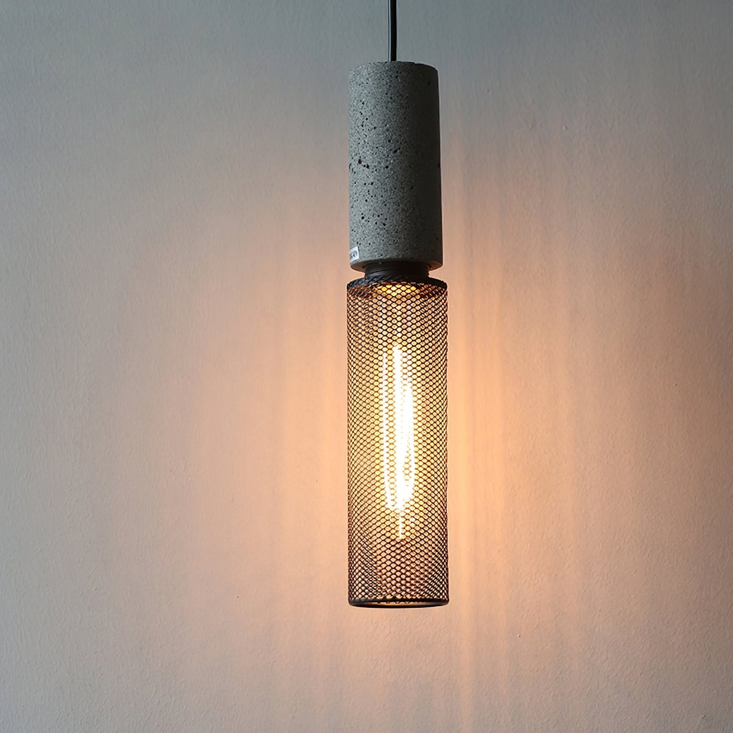 Beton Hanglamp Industrieel Cilinder Metaal Zwart Grijs E27