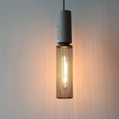 Beton Hanglamp Industrieel Cilinder Metaal Zwart Grijs E27