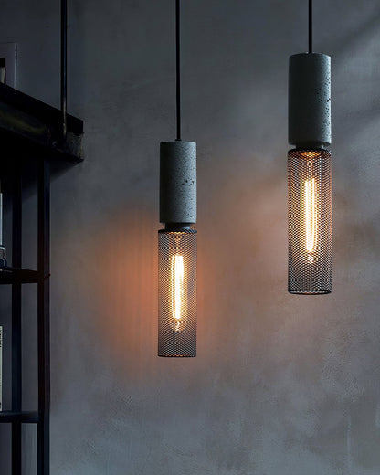Beton Hanglamp Industrieel Cilinder Metaal Zwart Grijs E27